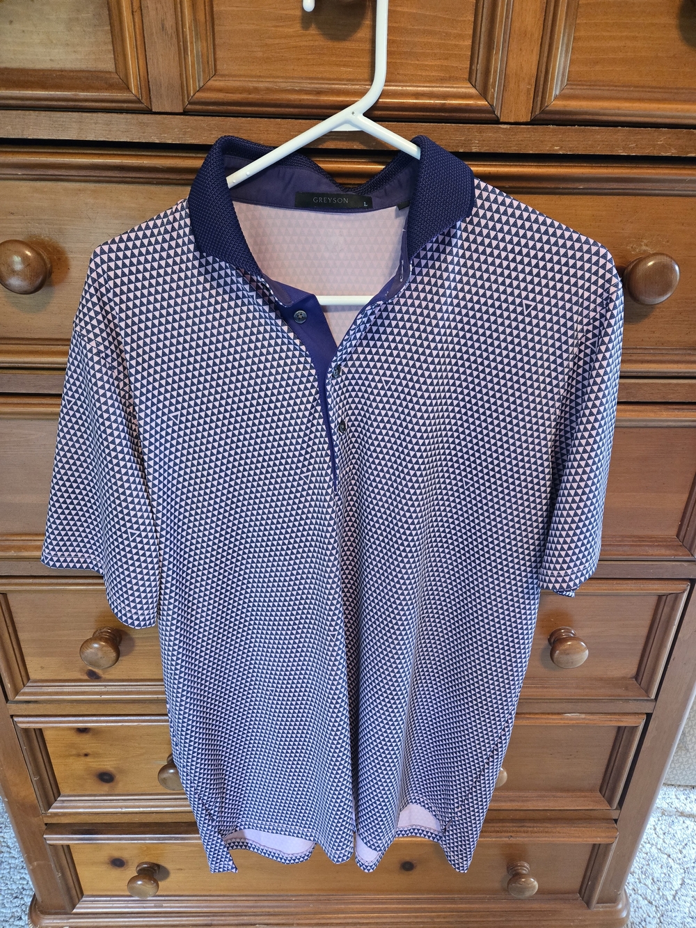 Greyson Men's Navy & Pink Geo Print Polo Shirt